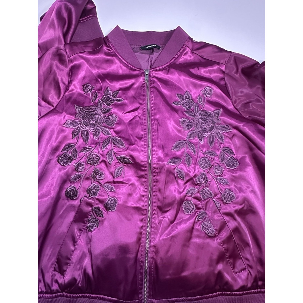 Torrid Purple Satin Embroidered Bomber Jacket - Women's Blazer - Picture 4 of 12